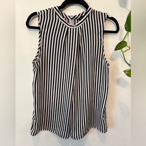 Banana Republic | Sleeveless Vertical Stripe Blouse | Blue and white | M